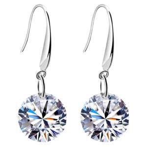 Ladies Korean Style Minimalist Round Moissanite Ultra Sparkle Silver Ear Hoops