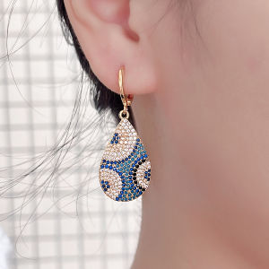 Sequito Phụ Nữ Tinh Tế Đồ Trang Sức Vàng Pave Nhỏ Đầy Màu Sắc aaaaa đá CZ Zirconia Tính Khí Bữa Tiệc Dài Mặt dây chuyền giọt nước Bông tai thả Se944