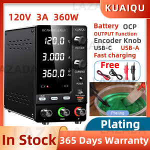 【Buy 1 Get 1 Free】KUAIQU Plating Adjustable DC Power Supply 120V 3A OCP Encoder Knob Preset Current OUTPUT USB-C /A Fast Charge for Anodizing Aluminium Battery Charging