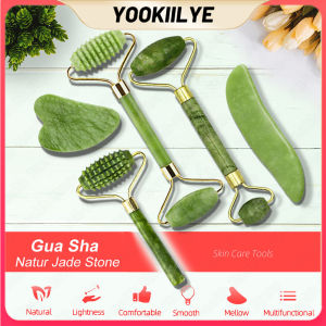 【Ready Stock】YOOKIILYE Gua Sha Massage Roller With Two Heads Slim Roller Set for Eye and Neck Massage and Scraping with Natural Xiuyu Stone