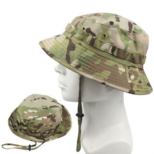1pc Men Boonie Hat Outdoor Hiking Fishing Hunting Camo Bucket Hat Packable Travel Summer Beach Hat Balaclava Adjustable Sun Hat
