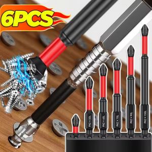 6PCS Strong Magnetic Screwdriver Drill Bit Non-slip Phillip Hex Shank Impact Bit Alloy Steel Cross Head Bit Electric Screwdriver Tips