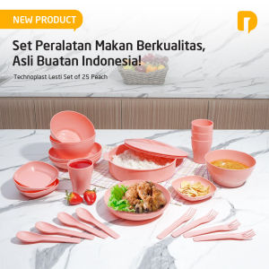 Technoplast Lesti Set of 25 Peach Wadah Piring Gelas Sendok Mangkok