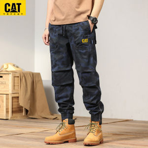 TNFCAT Mens Pure Cotton Fleece Lined Work Trousers Warm Elastic Waist Outdoor Casual Pants Autumn Spring Summer Wear