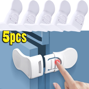 5pcs Multifunction Safety Plastic Deadbolt Lock / Anti-Pinch Hand Door Lock / Anti-Pinch Hand Sliding Door Closet Cabinet / ABS Plastic Punch-free Storage Cabinet Door Lock