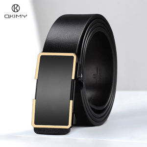 OKIMY Mens Belt Men Fashion Business Belt Genuine Leather Belt Second-layer Cowhide Automatic Buckle Belts Brand Luxury High Quality Strap Leisure Casual Belt Male Waistband for Men