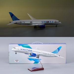 43cm Large Scale American United B787 Diecast Resin Airplane Model with Stand For Aviation Souvenir Gift or Display Collection