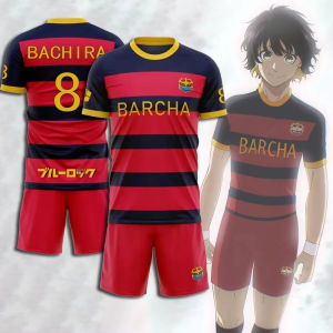 Summer Blue Lock Fc Barcha Cartoon Anime Role-Playing T-Shirt And Shorts Two-Piece Set Childrens Clothing Fashion Style Men Boy