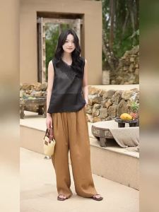 Natural Aesthetic Linen Trousers