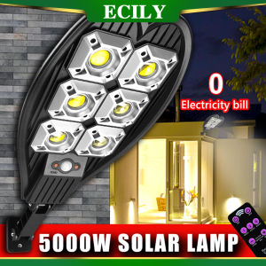 ECILY 5000W siêu sáng đèn năng lượng mặt trời ngoài trời không thấm nước siêu rộng ánh sáng đèn đường cảm biến con người cảm biến chuyển động sân đèn tường đèn đường led đèn đường lõi ngô 108 lõi đèn tường cảm biến ánh sáng ánh sáng
