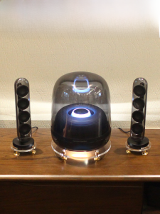 Vibration Isolation Desktop Base Suitable for Harman Kardon SoundSticks Crystal 4/5 Speakers Solid Wood Stand Shock Absorption