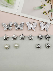 14PCS Bling Rhinestone Butterfly ABS Shoe Charms Accessories Bling Star Clogs Shoe Buckle DIY Decorations Faux Pearl Shoe Clips