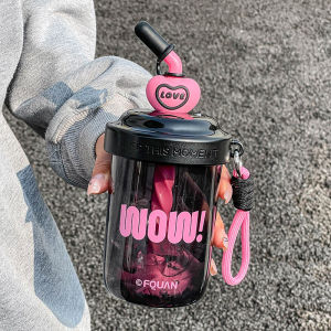 Cute Hello Kitty Coffee Cup with Straw Portable Stirring Scale Cup for Girls Summer On-the-go Beverage Container PC+PP Material