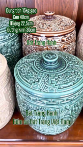 Chum Đựng Gạo Gốm Sứ Bát Tràng Hũ Gạo Vại Muối Dưa Cà Muối Mắm Họa Tiết Tứ Cảnh Nổi Có Nắp