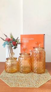 GUNINCO Toples Kaca Love 3in1 Tempat Penyimpanan Makanan Toples Kaca Kedap Udara / Love Candy Jar / Set Toples 3 in 1 / Toples Food Jar