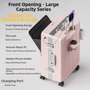 WALKTRIP | Front Opening Durable Aluminum Frame Large Capacity Suitcase