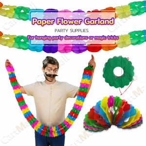 Rainbow Compression Flower Garland Birthday Party New Year Festival Christmas Decorate Fun Game Gifts