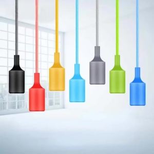 Multi Colors E27 Lamp Holder Pendant Light Dining Table Lamp Suspension Pendant Light with Ceiling Mount DIY Decorative Lighting