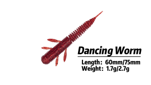 Kingdom DANCING WORM Umpan Pancing Lunak 12 buah/tas 60mm/1.7g 75mm/2.7g Umpan Lunak Mengambang TPE Cacing Lunak Umpan Jig Rig Umpan Swimbait Umpan Buatan Wobbler Umpan Lunak Alat Pancing