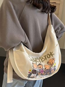 Túi Vải Canvas Dung Tích Lớn Phong Cách Nhật Bản Hoạt Hình Dành Cho Nữ Túi Đeo Chéo Học Sinh Thời Trang Mùa Hè 2024