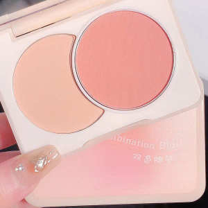 ✼Two-color blush women#39s high-gloss cosmetic plate for beginners nude matte advanced sense gills purple gills blue milk pink♖