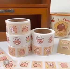 (READY STOCK) Capybara Handbook Decoration Sticker Cute Student Stationery Kid Present 卡皮巴拉纸胶带套装 pelekat tape sticker