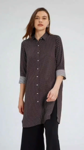 MINIMAL KEMEJA TUNIK 3/4 SLEEVES TUNIC BLOUSE POLKADOT BLACK WITH TAG
