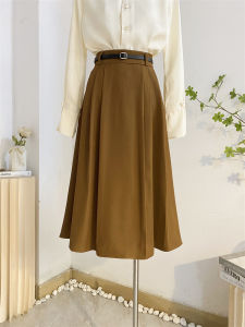 กระโปรงทรงเอเอวสูงทรงแอลสำหรับใส่ไปทำงาน กระโปรงยาวปานกลาง ทรงหลวม สไตล์เกาหลี ฤดูใบไม้ผลิและฤดูใบไม้ร่วง