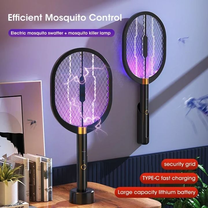 2024 Upgraded 3000V Electric Mosquito Racket With Purple Killer Lamp ...