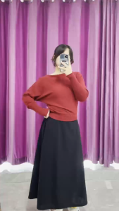 Womens Solid Color Skirt Casual And Loose Fashionable And Elegant Korean Style Skirt L2330