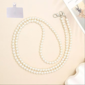 เชือกคล้องโทรศัพท์มือถือแบบยาวแฮนด์เมดพร้อมลูกปัดมุกพลาสติก ดีไซน์สร้อยคอไหล่แฟชั่น เหมาะสําหรับ Universal Anti-Lost ที่วางโทรศัพท์มือถือที่สะดวกสบาย