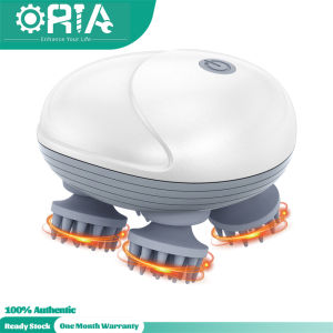 ORIA Pet Massager Handheld for Dog and Cat Rechargeable Electric Massage Tool Head and Back Scratcher for Relieving Tense Tight Muscles and Stiffness with Four Rotating Massage Heads