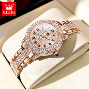 OLEVS Watch for Women Original Waterproof Luxury Fashion Diamond Dial Stainless Steel Luminous Gift Dress Watch
