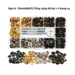 Bộ Dụng Cụ Khuy Bấm Kim Loại 10mm/12.5mm/15mm Kèm Dụng Cụ Sửa Chữa Cho Túi Da Quần Áo Áo Khoác - Khuy Bấm Bằng Đồng Thau Thân Thiện Với Môi Trường