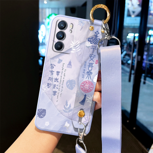 OPPO Reno6 Pro+ 5 5Pro 5K Silicone Phone Case with Strap Womens Crossbody Neck Rope Shoulder Bag Full Cover Creative Protective Shell