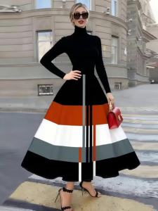 Printed Design Four season casual style geometric stripe color block design half skirt