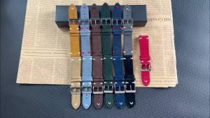 Suede Leather Strap for Seiko Watch Band Vintage Bracelaet Handmade Stitching Wristband 18mm 20mm 22mm