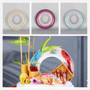Creative Seafood Sashimi Hollow out round Ring Background Plate Decorative High End Resin Dish Chinese Style Dining Utensils