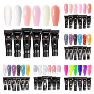 MEET ACROSS | 6pc Quick Builder Nail Gel Polish Set Multicolors for All-Season Nails Design UV/LED Long Lasting Nail Supplies Extension Vernis