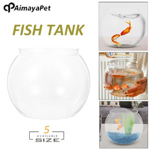 AIMAYAPET Plastic Fish Tank Ornamental Small Bowl Home Goldfish Decorative Vase Clear Keeper Storage Pot Round Aquarium
