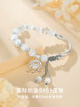 999 Pure Silver Half Bracelet Lock Charm Women's Bracelet Creative Gift Box Birthday Present for Mom Girlfriend Silver Color. 