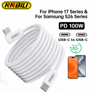 NNBILI 100W USBC To USBC Cable 90 Degree For iPad MacBook Pro Xiaomi Samsung Huawei Fast Charging Type C Date Cord For iPhone 17