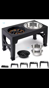 【🔥🔥SG SPOT】Elevated Dog Bowl No-Spill Pet Water Dispenser Adjustable Large Dog Bowl Stand Slow Feeder Stainless Steel