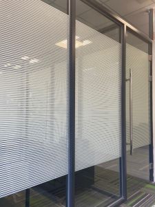 Bathroom Window Privacy Film Frosted Glass Decal Office Company Stripe Pattern Decorative Film Partition Curtain Sticker