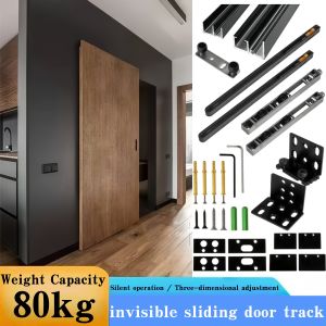 1.5M Ghost Concealed Soft Close Sliding Barn Door Track Floating Back Hidden Sliding Door Rail Set