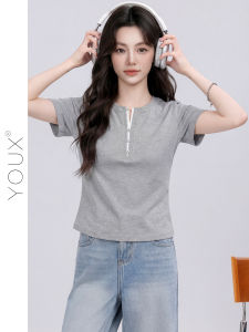 YOUXIANG | Áo Thun Ngắn Slim Cho Người Đi Làm