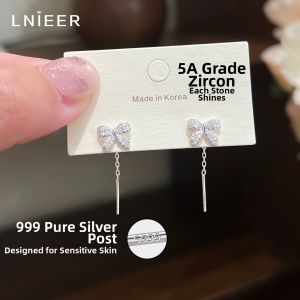 Lnieer | Sterling 999 Silver Bow Tassel Ear Jewelry