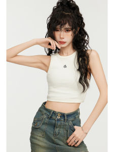 Áo Ba Lỗ Không Tay Màu Trắng Phong Cách Thái Mùa Hè Cho Nữ Áo Tập Thể Dục Cổ Chữ V Dài Vừa Phải Áo Sơ Mi Cơ Bản