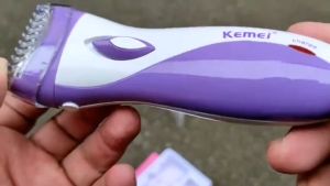 Kemei Electric Hair Shaver Rechargeable Underarms Eyebrows Private Parts Shaver Hair Removal Razor Trimmer for Women