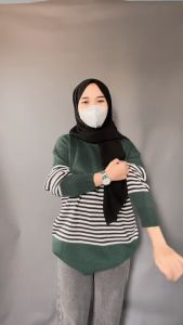 SWEATER RAJUT WANITA JEFANYA KNIT / BAJU RAJUT MOTIF GARIS / PAKAIAN WANITA KEKINIAN